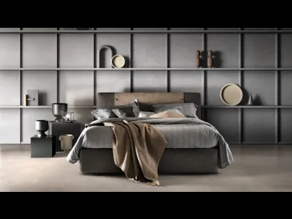 Letto con testiera in tessuto imbottito Button di Bside