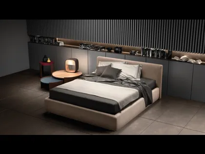 Letto in tessuto sfoderabile con testiera Happy di Bside