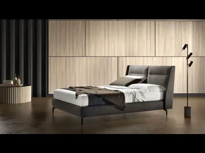 Letto matrimoniale in pelle con testiera regolabile Join di Bside