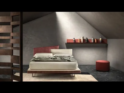 Letto in pelle imbottito con testiera Link di Bside