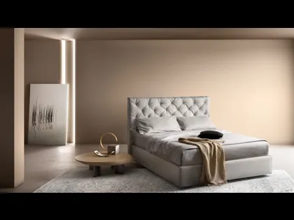 Letto imbottito con testiera lavorazione capitonné Tender di Bside