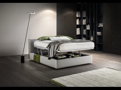 Letto in tessuto imbottito con testiera e box contenitore Good Rim di Bside