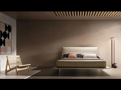 Letto matrimoniale in ecopelle con testiera JT di Bside