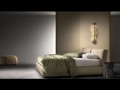 Letto matrimoniale in tessuto imbottito con testiera Light di Bside