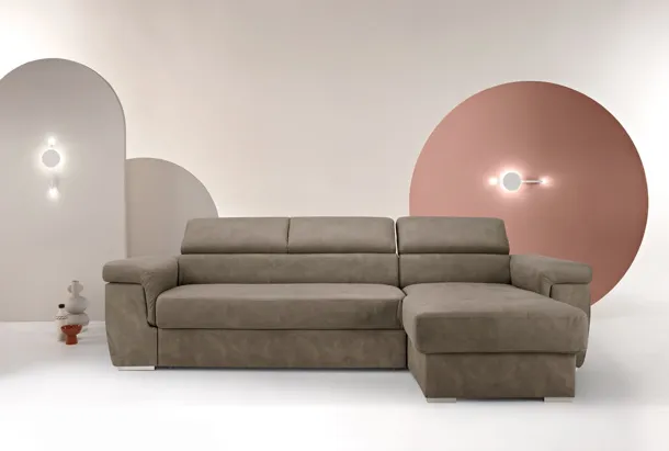 Divano in nabuk con penisola Comfort di Ikone Casa