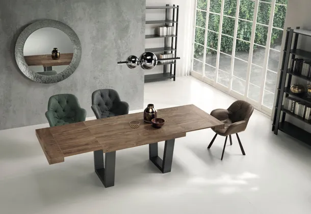 Tavolo allungabile Divo in laminato effetto Tek di Capodarte
