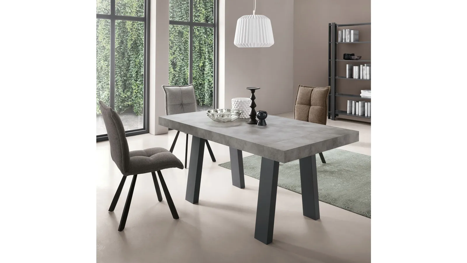 Tavolo allungabile Divo in laminato effetto cemento di Capodarte