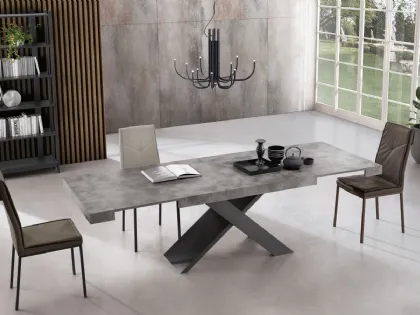 Tavolo allungabile in laminato effetto cemento Karma di Capodarte