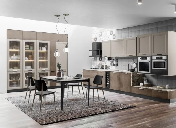 Cucina Moderna Smart lineare finitura Malta Bronzo e Pet Sahara Supermatt di Creo