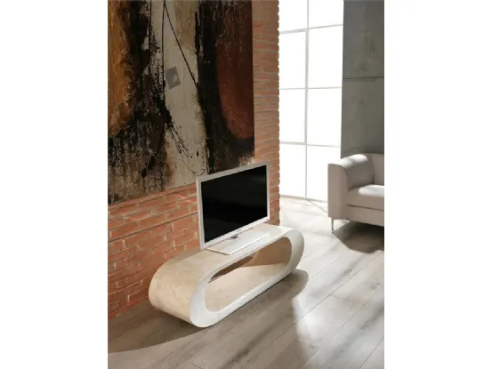 Mobile Porta Tv Omega in MDF impiallacciato con finitura ebano e top in ceramica marmo nero di Stones