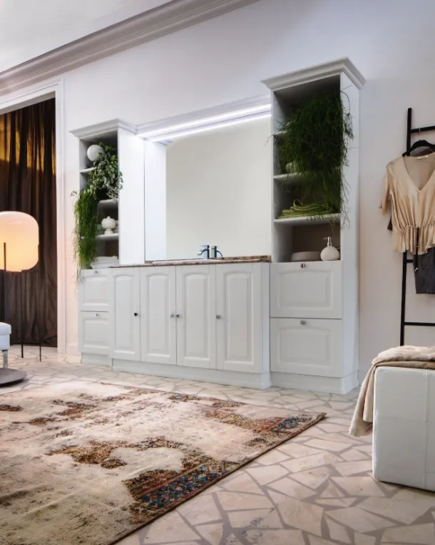 Mobile da Bagno in frassino laccato bianco con piano in marmo ACANTHIS AC17 di Compab
