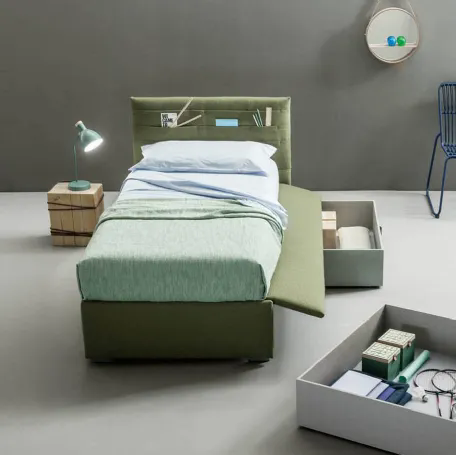 Letto singolo con cassetti contenitore Pocket di Bside