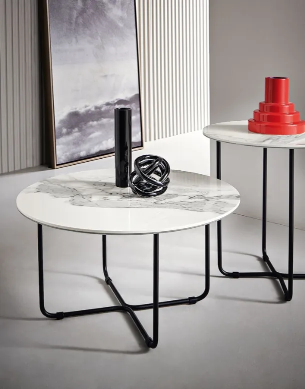 Tavolino in ceramica effetto marmo  Jon di Capodarte