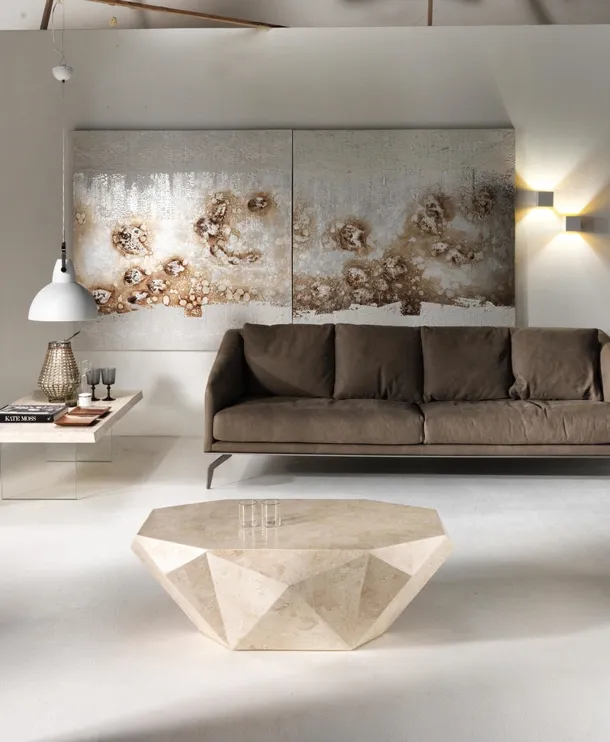 Tavolino in pietra fossile Diamond Medium di Stones