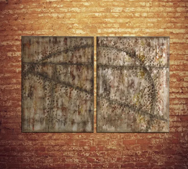 Quadro su metallo dipinto a olio di Stones