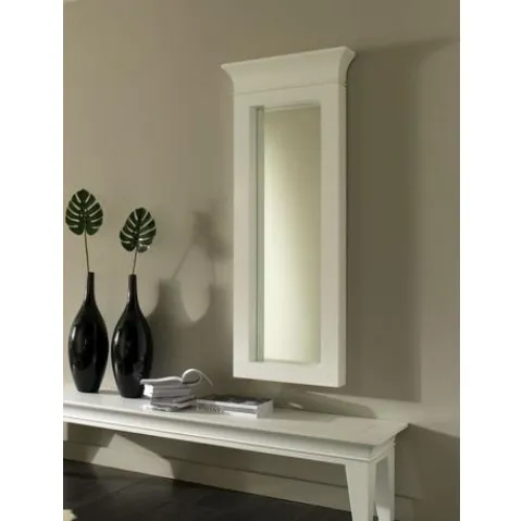 Specchio con capitello con cornice in legno laccato bianco di Stones