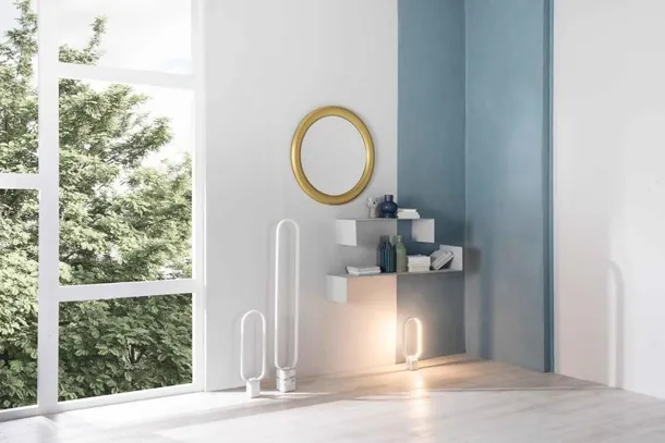 Specchio rotondo Icaro con cornice in legno finitura Oro di Stones