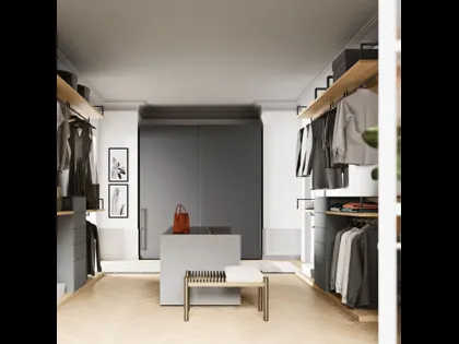 Cabina Armadio Alea in melaminico grigio e lavagna di Orme
