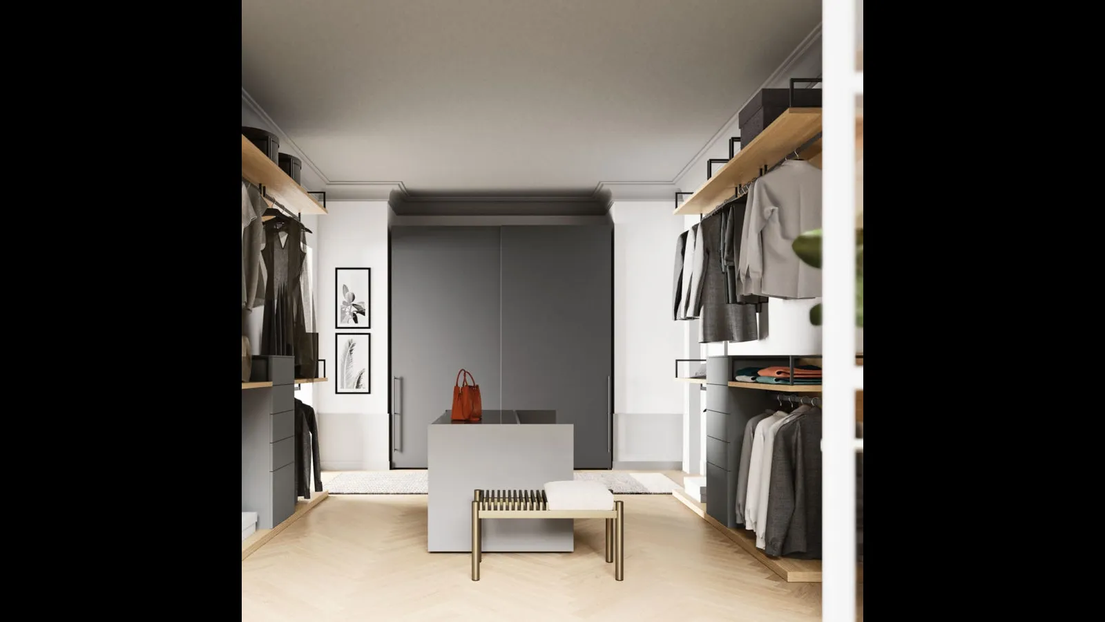 Cabina Armadio Alea in melaminico grigio e lavagna di Orme
