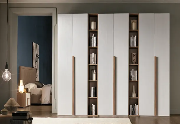 Armadio Abaco City con Libreria finitura Noce Bianco e Naturale di Gierre Mobili