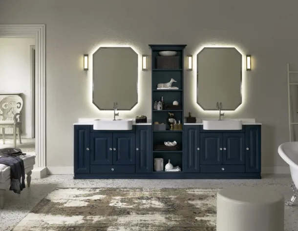 Mobile Bagno da appoggio in laccato opaco con piano in marmo ACANTHIS AC18 di Compab