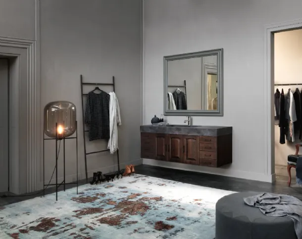 Mobile da Bagno sospeso in frassino corvino e top con vasca integrata in gres ACANTHIS AC20 di Compab