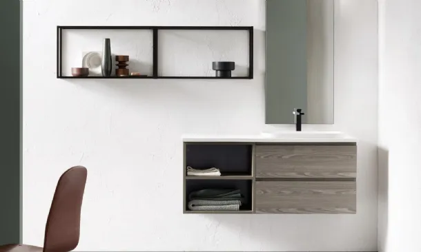 Mobile da Bagno sospeso in nobilitato effetto legno B-GO BG002 di Compab