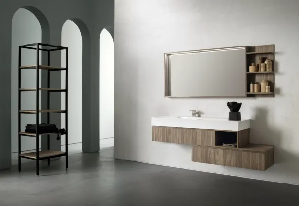 Mobile da Bagno sospeso in nobilitato effetto legno B-GO BG010 di Compab