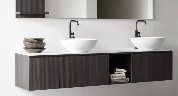 Mobile da Bagno sospeso in nobilitato effetto legno B-GO BG012 di Compab