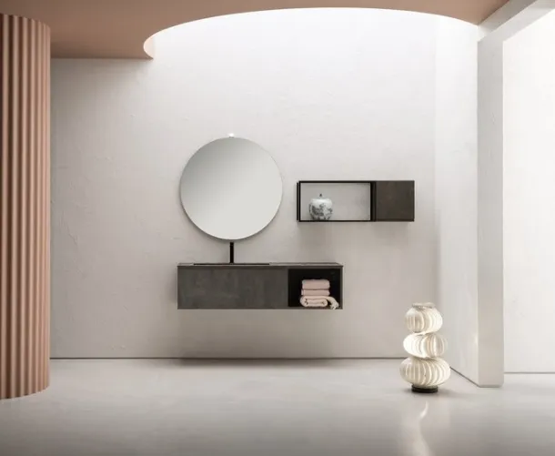 Mobile da Bagno sospeso in nobilitato con piano con vasca integrata in stratificato HPL B-GO BG022 di Compab