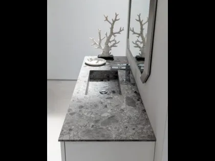 Mobile da Bagno sospeso in cross nobilitato con top in gres effetto pietra B201 BD002 di Compab