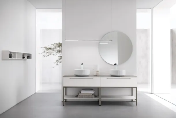 Mobile Bagno da appoggio in reflex perla nobilitato con piano in gres B201 BD006 di Compab