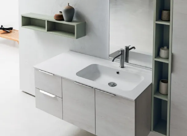 Mobile da Bagno sospeso in nobilitato e laccato opaco B201 BD008 di Compab