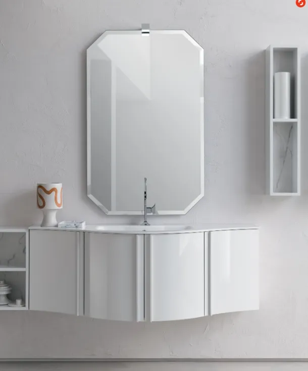 Mobile da Bagno sospeso in laccato bianco lucido B201 BD028 di Compab
