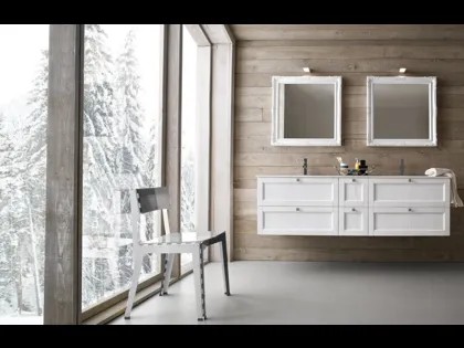 Mobile da Bagno sospeso in abete laccato bianco DIAMANTE DM02 di Compab