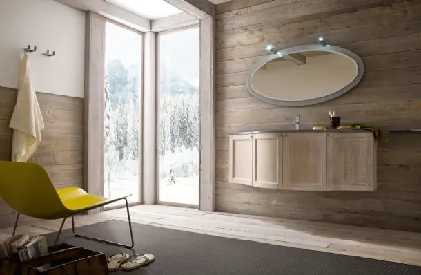 Mobile da Bagno sospeso in abete con piano in marmo DIAMANTE DM05 di Compab