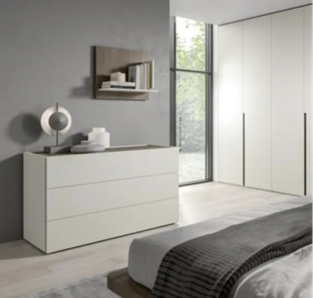 Comò Space in laccato opaco con top in nobilitato essenza legno di Villanova