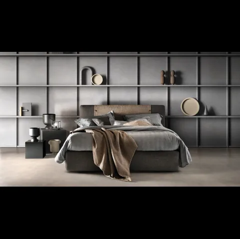 Letto con testiera in tessuto imbottito Button di Bside