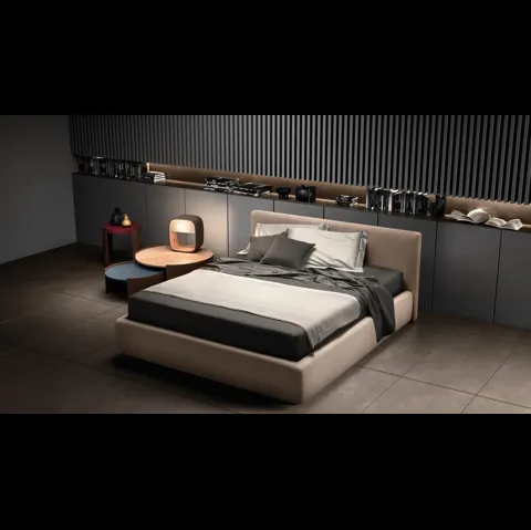 Letto in tessuto sfoderabile con testiera Happy di Bside