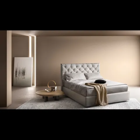 Letto imbottito con testiera lavorazione capitonné Tender di Bside