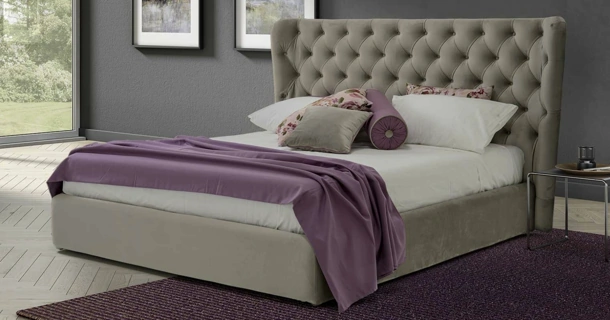 Letto imbottito Cygnus con box contenitore di Rimar