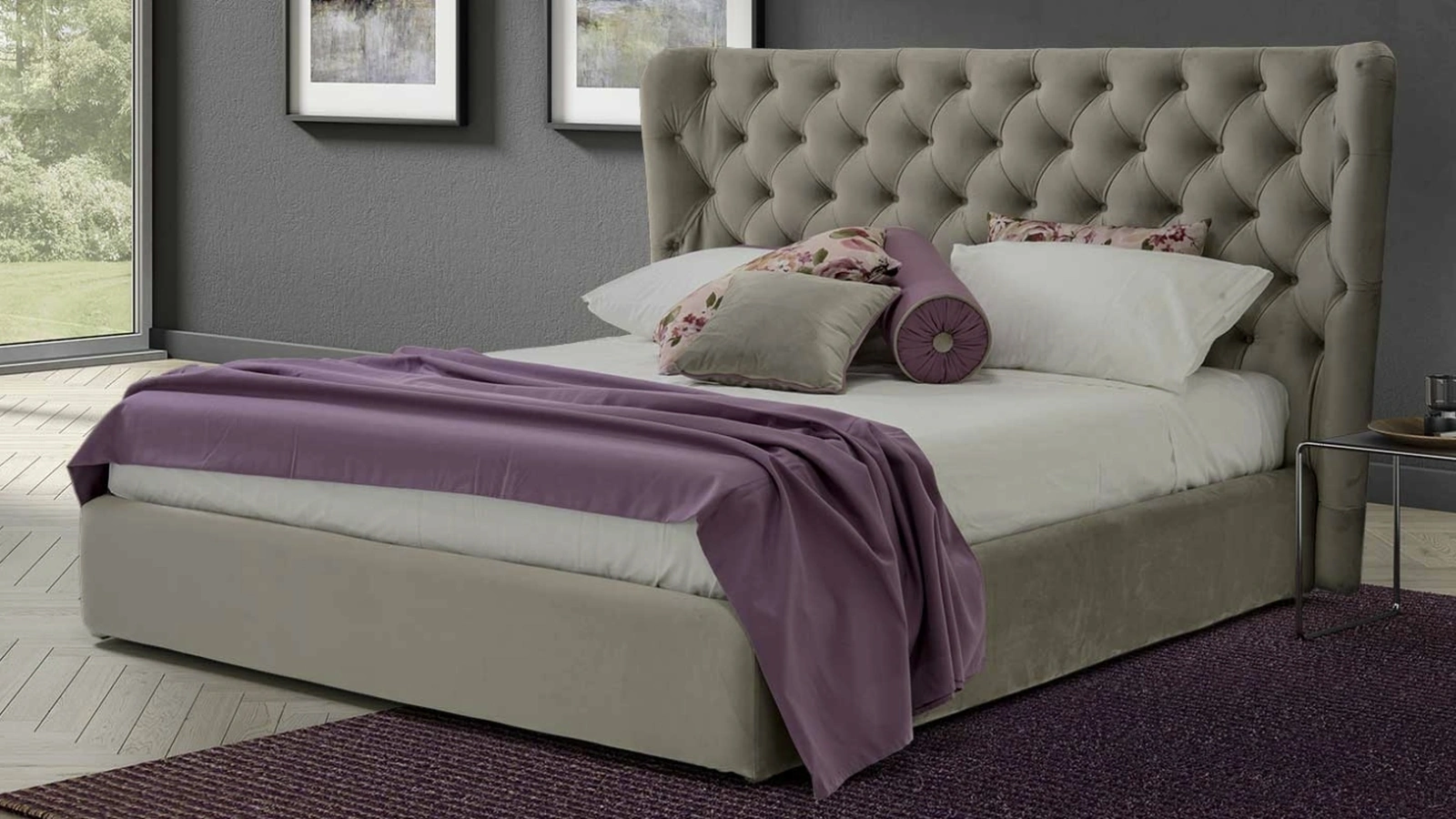 Letto imbottito Cygnus con box contenitore di Rimar