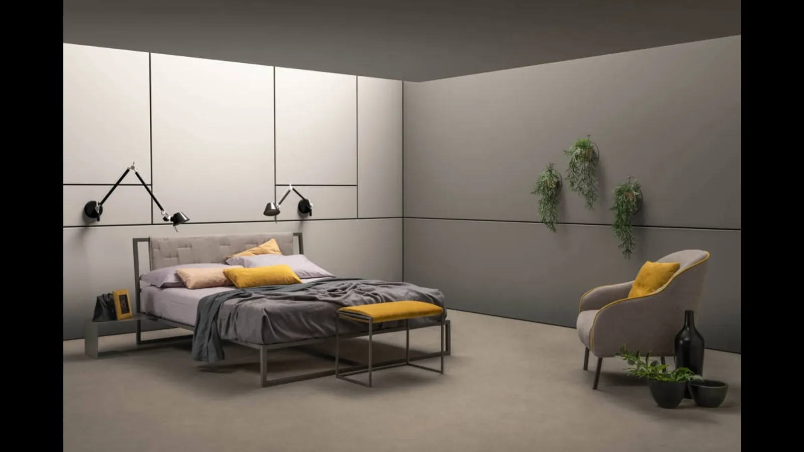 Letto matrimoniale con testiera Frame di Bside
