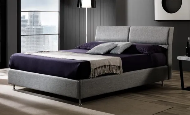 Letto in tessuto con testiera e contenitore Madame di Hoppla