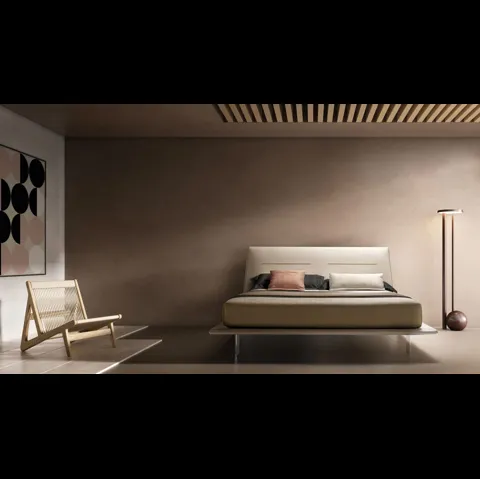 Letto matrimoniale in ecopelle con testiera JT di Bside