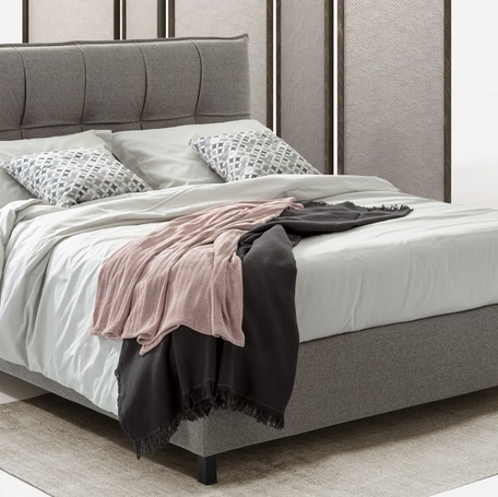 Letto in tessuto imbottito Luis con box contenitore di Rimar