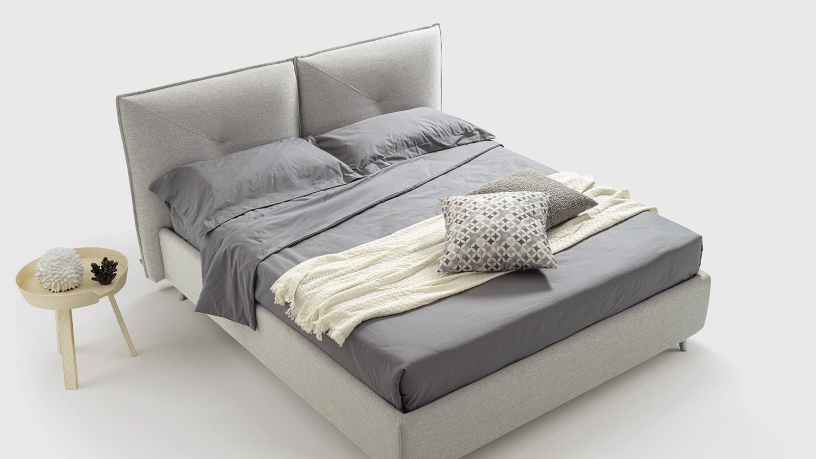 Letto matrimoniale Lulu in tessuto imbottito di Rimar
