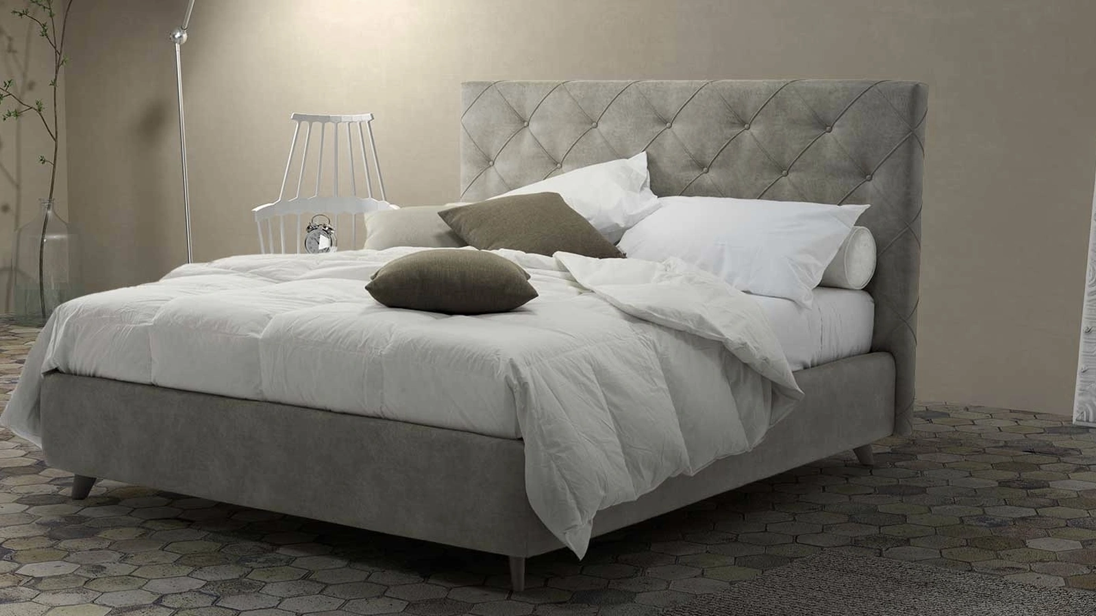 Letto matrimoniale con testiera trapuntata Maia di Rimar