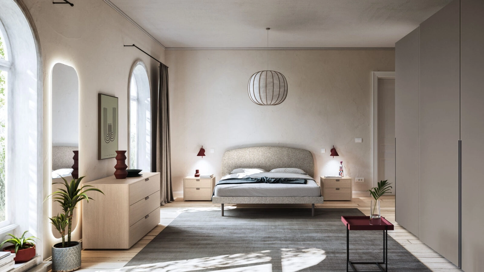 Letto in tessuto imbottito Park Night 22 di Orme