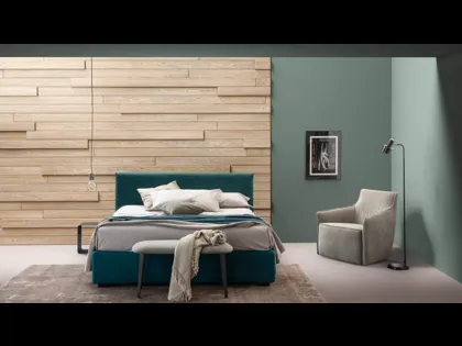 Letto matrimoniale in tessuto con testiera Plain di Bside